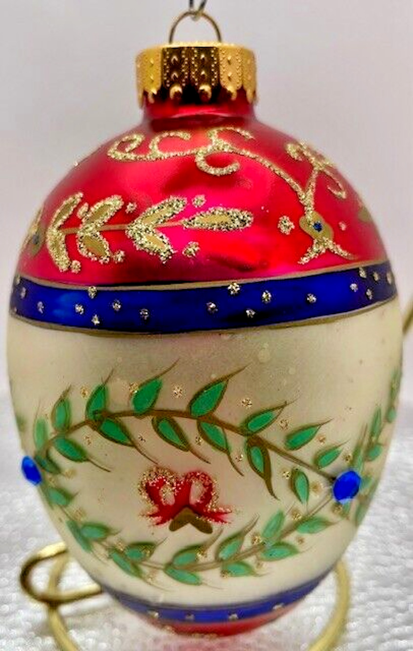Unique Treasures Christmas Ornament Hand Decorated Multi Colored Glass